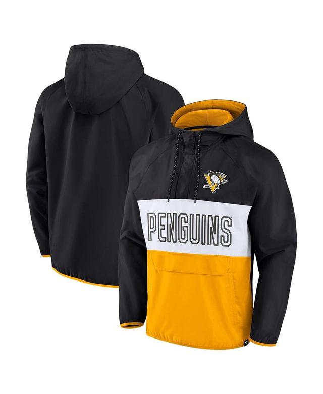 Mens Fanatics Black Pittsburgh Penguins Backhand Shooter Defender Anorak Raglan Hoodie Quarter-Zip Jacket - Black Product Image