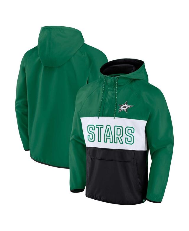 Mens Fanatics Kelly Green Dallas Stars Backhand Shooter Defender Anorak Raglan Hoodie Quarter-Zip Jacket - Green Product Image