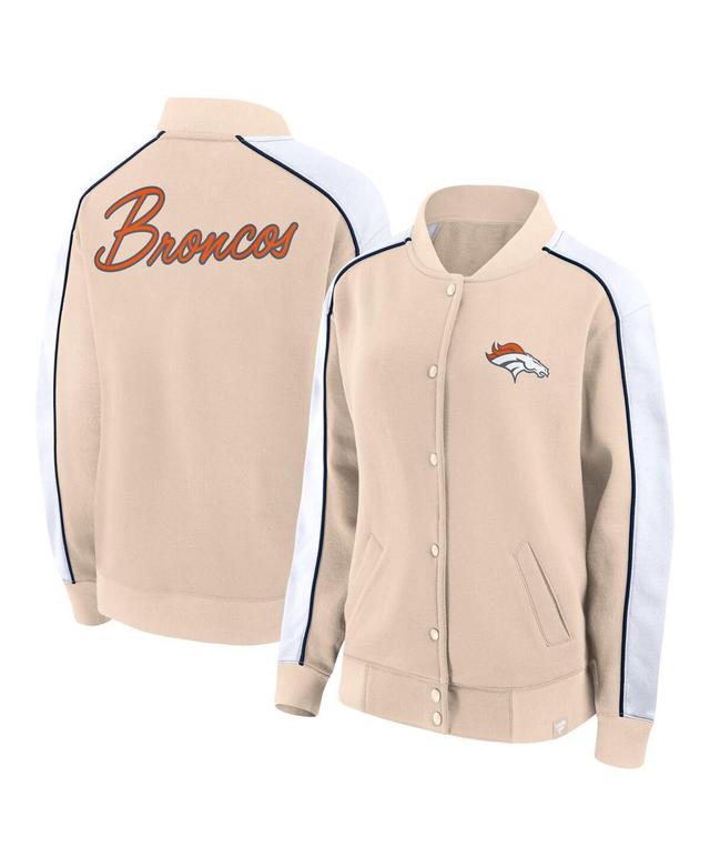 Womens Fanatics Branded Tan Denver Broncos Lounge Full-Snap Varsity Jacket Product Image