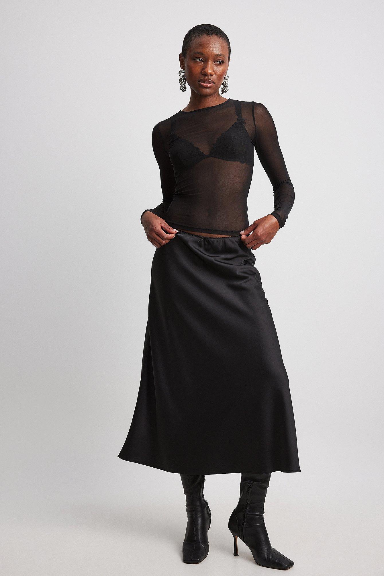 Lace Detail Low Waist Midi Skirt Product Image