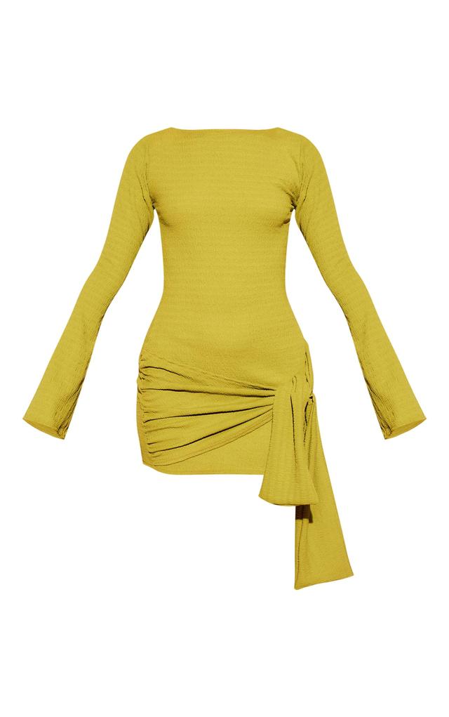 Lime Long Sleeve Drape Bodycon Dress Product Image