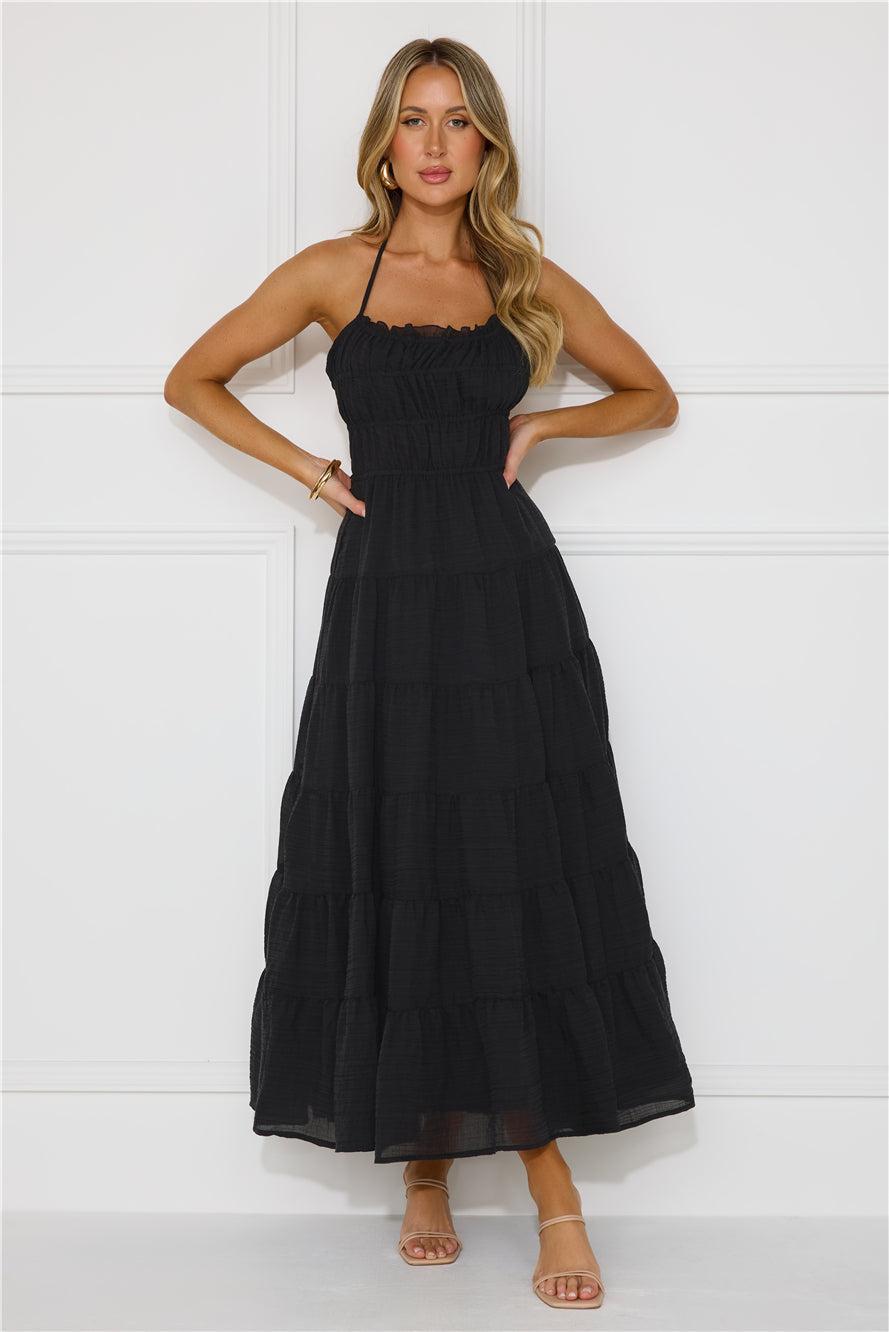 Beauty Retreat Halter Maxi Dress Black Product Image