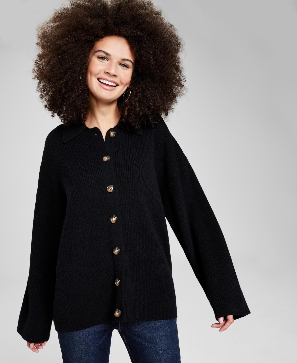 And Now This Womens Collared Cardigan Sweater Product Image