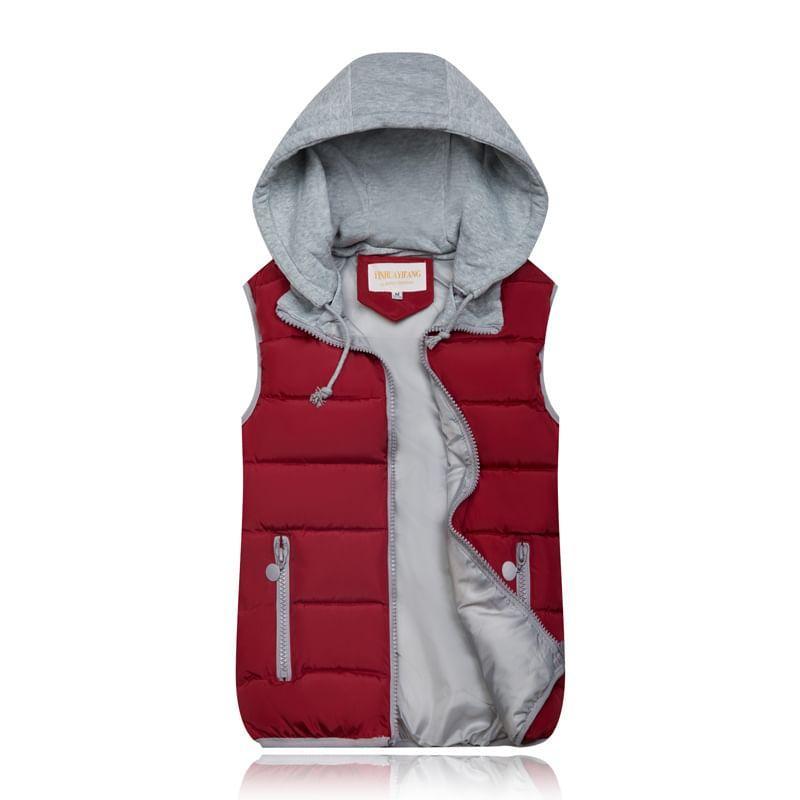 Hooded Two Tone Puffer Vest Product Image