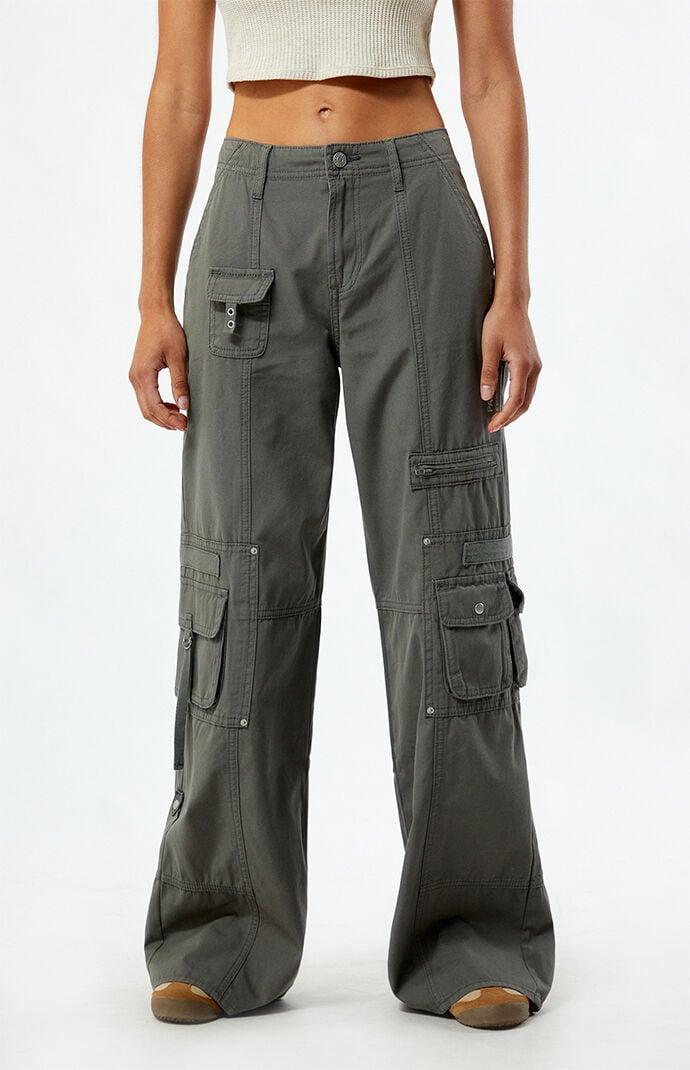 Women's Low Rise Baggy Flare Cargo Pants - Product Image