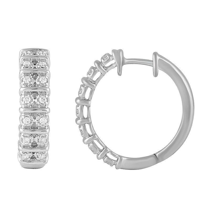 Royal Aura Sterling Silver 1/4 Carat T.W. Diamond Hoop Earrings, Womens Product Image