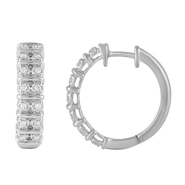 Royal Aura Sterling Silver 1/4 Carat T.W. Diamond Hoop Earrings, Womens Product Image