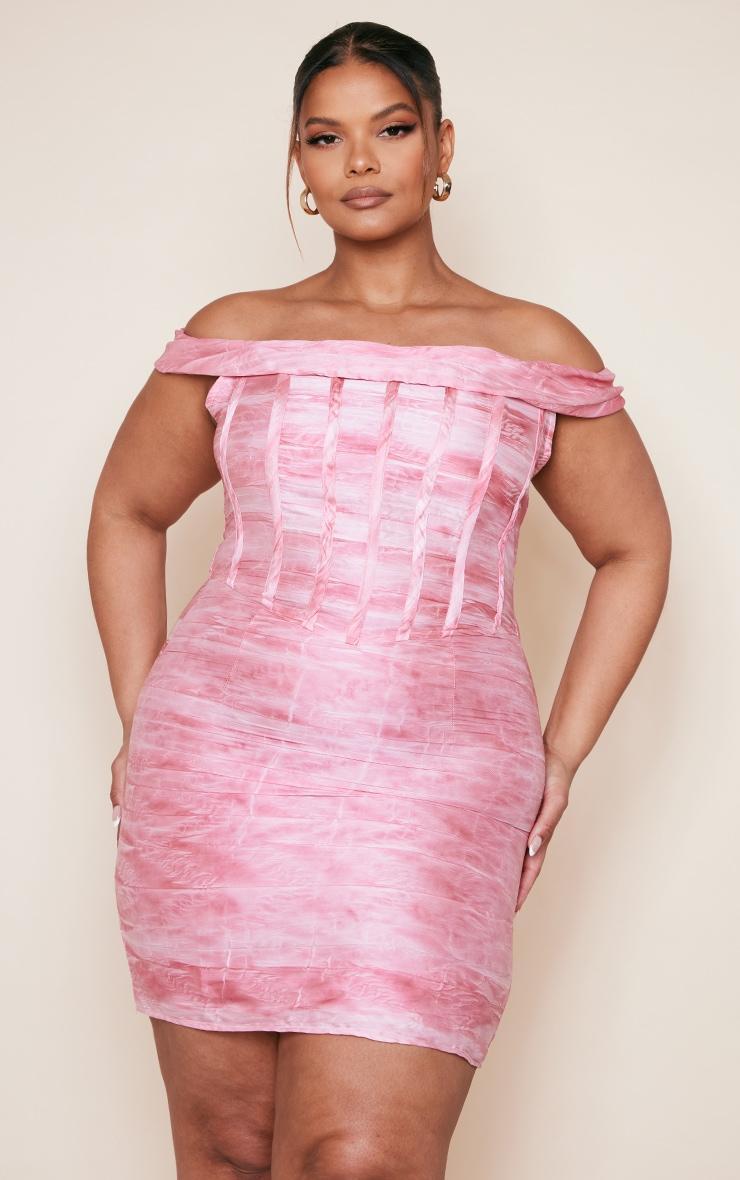 Plus Pink Bardot Bodycon Dress Product Image