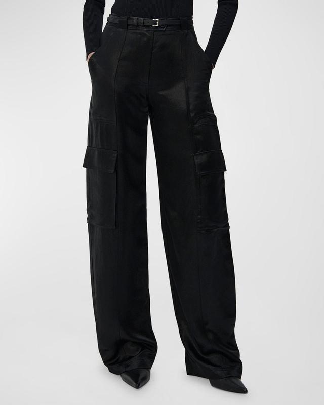 Beatriz Faux Leather Wide-Leg Cargo Pants Product Image