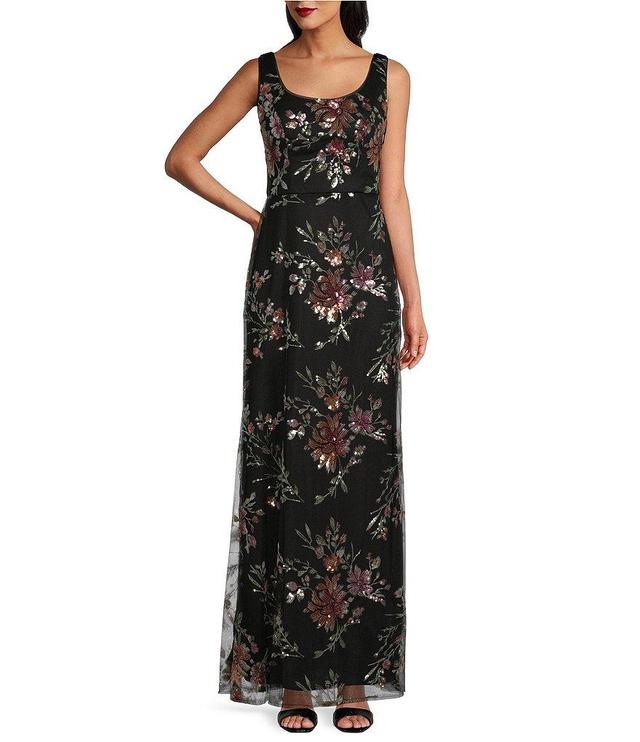 Alex Evenings Sequin Floral Scoop Neck Sleeveless Sheath Dress Product Image