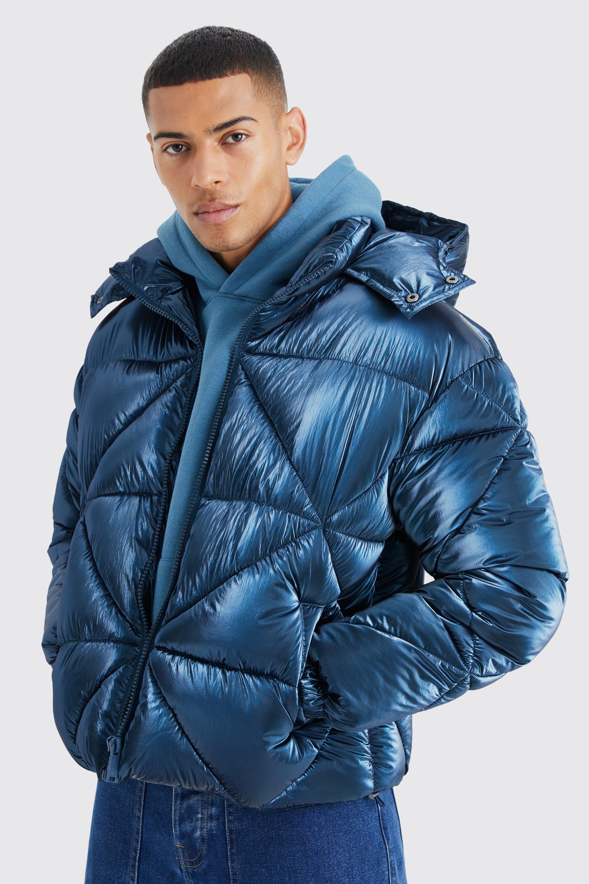 Metallic Boxy Quilted Puffer | boohooMAN USA Product Image