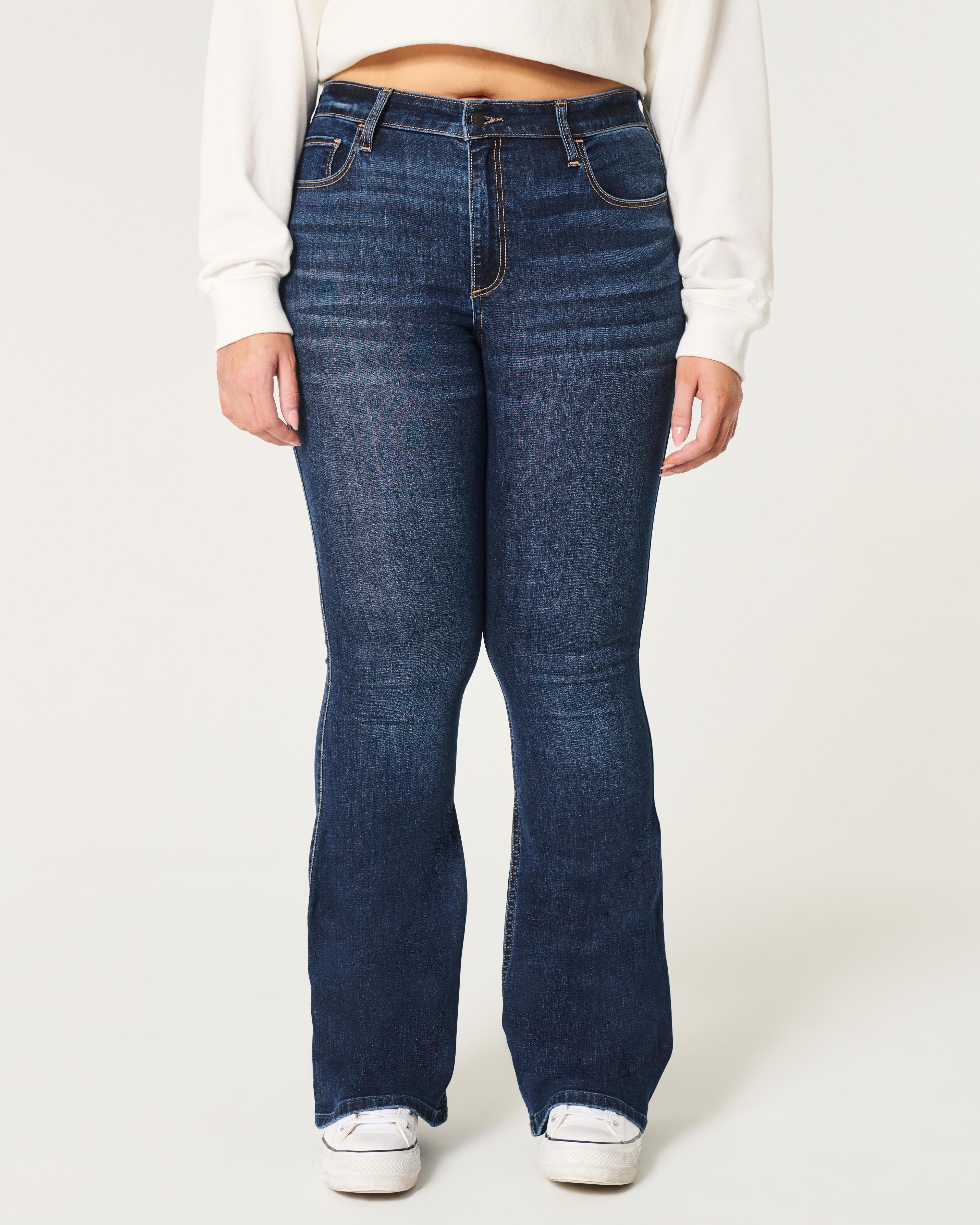 Curvy High-Rise Dark Wash Flare Jeans Product Image