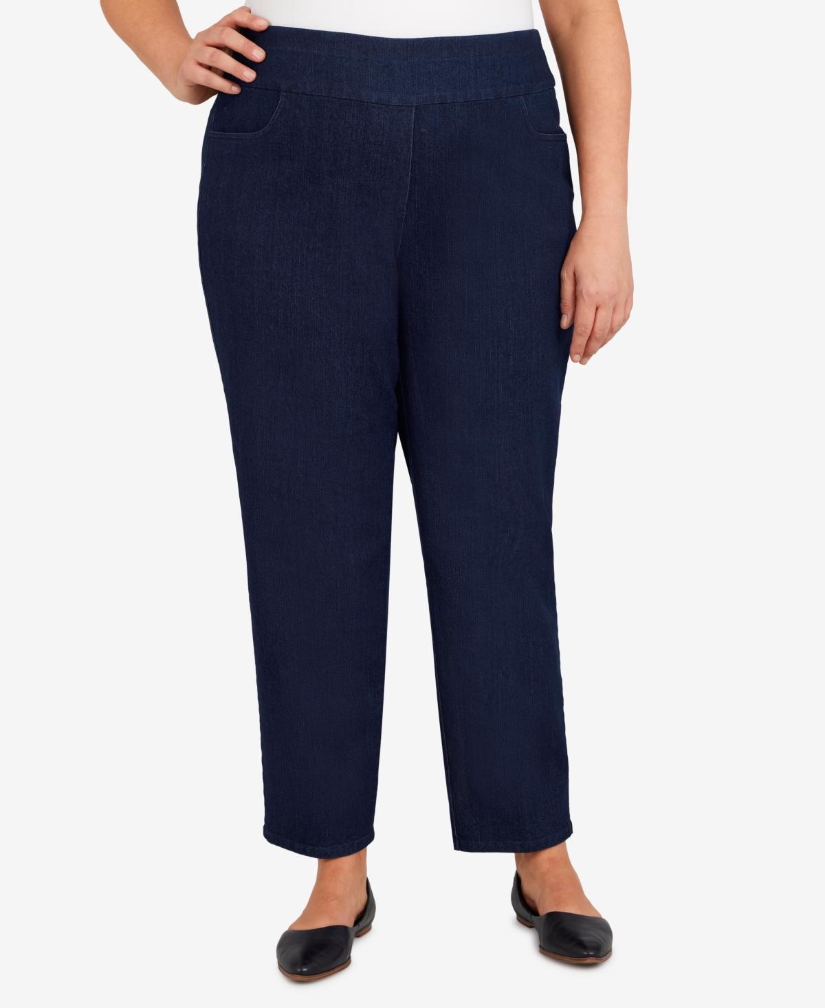 Plus Size Alfred Dunner Classics Pull-On Straight-Leg Denim Pants, Womens Product Image