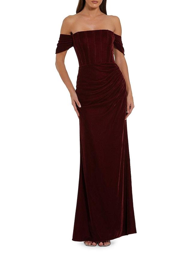 Womens Velvet Bustier Off-the-Shoulder Gown Product Image