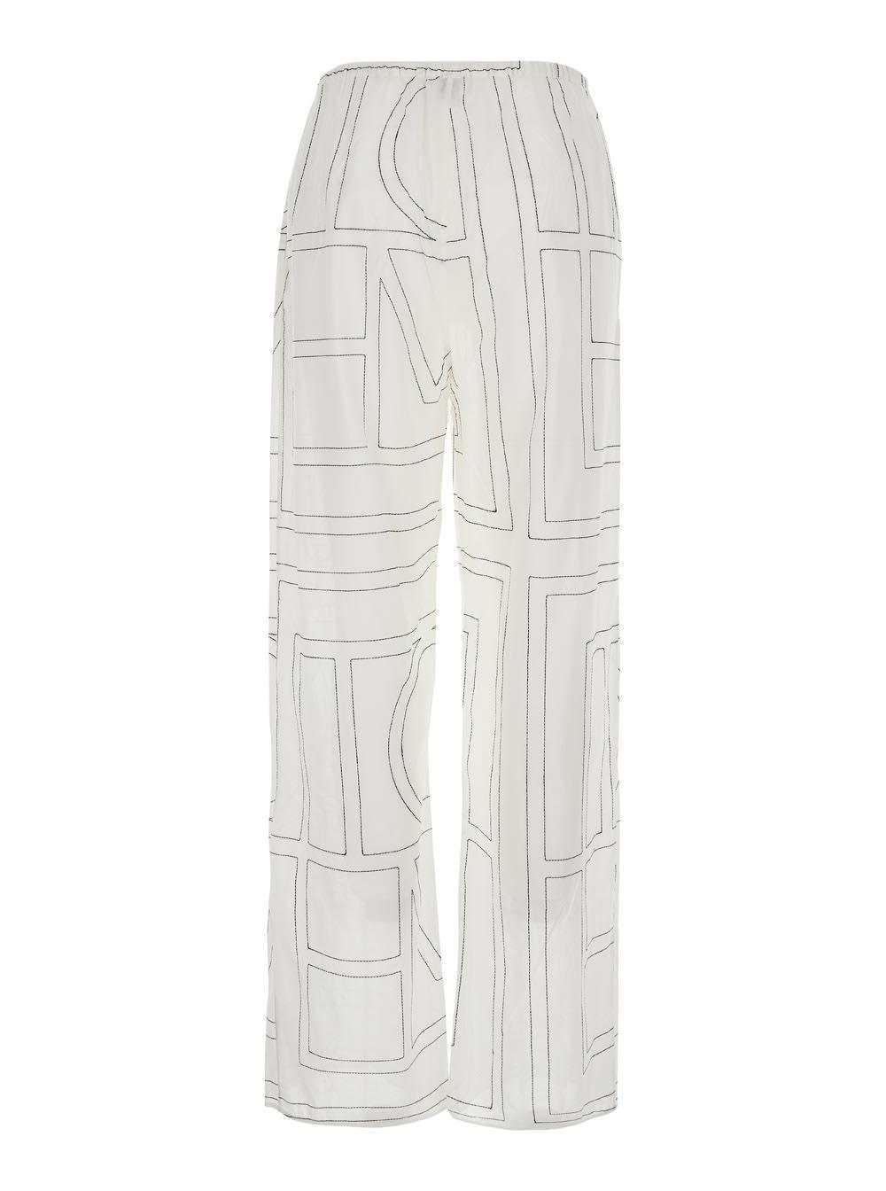 Embroidered-monogram Pyjama Trousers In White Product Image