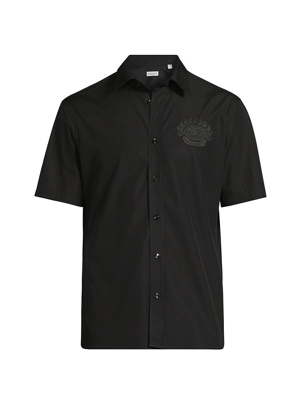 Mens Embroidered Crest Logo Cotton Shirt Product Image