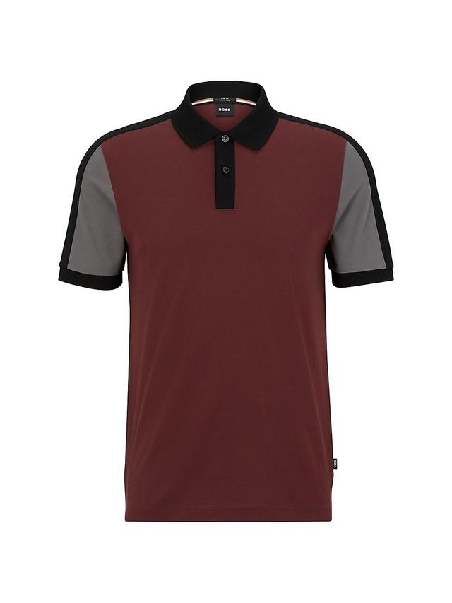 Mens Colour Blocked Slim-Fit Polo Shirt Product Image