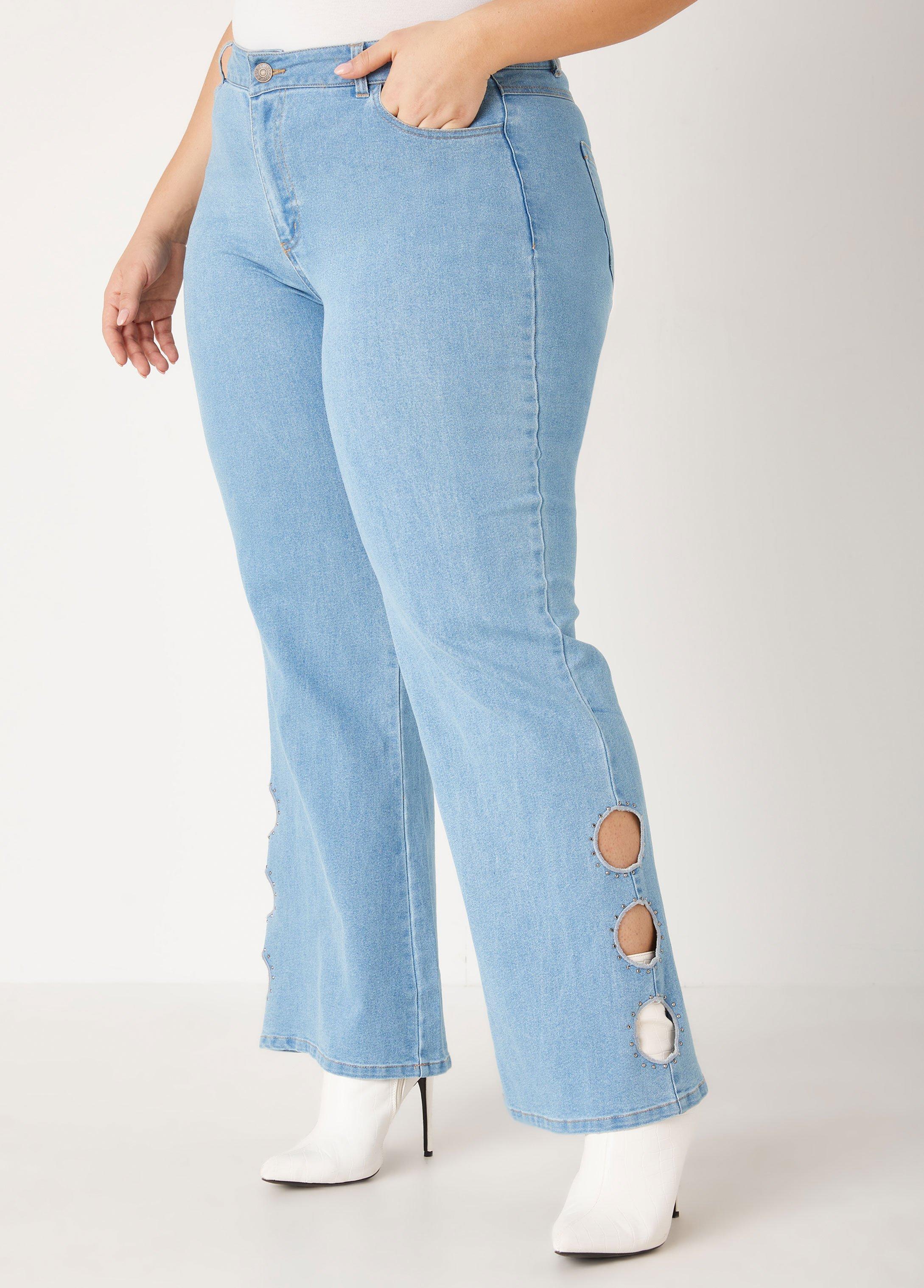 Crystal Cutout Bootcut Jeans Product Image