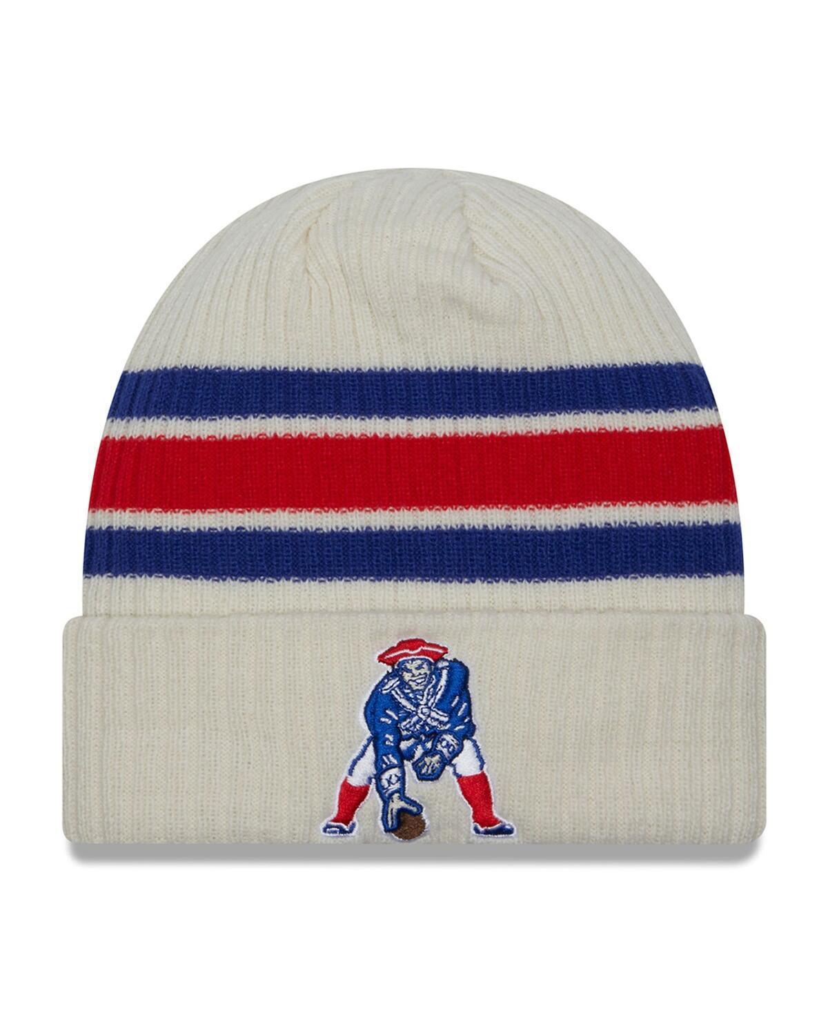 Mens New Era Cream Distressed New England Patriots Gridiron Classics Vintage-Like Cuffed Knit Hat Product Image