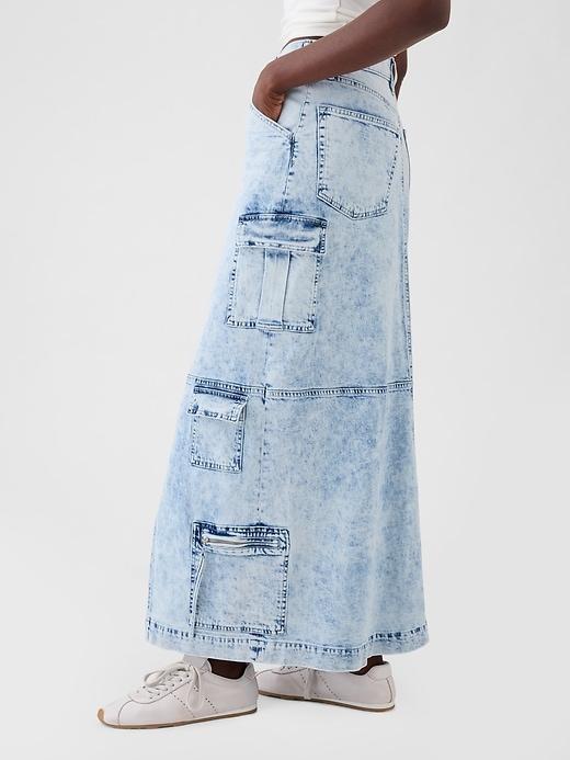 Denim Double Cargo Maxi Skirt Product Image