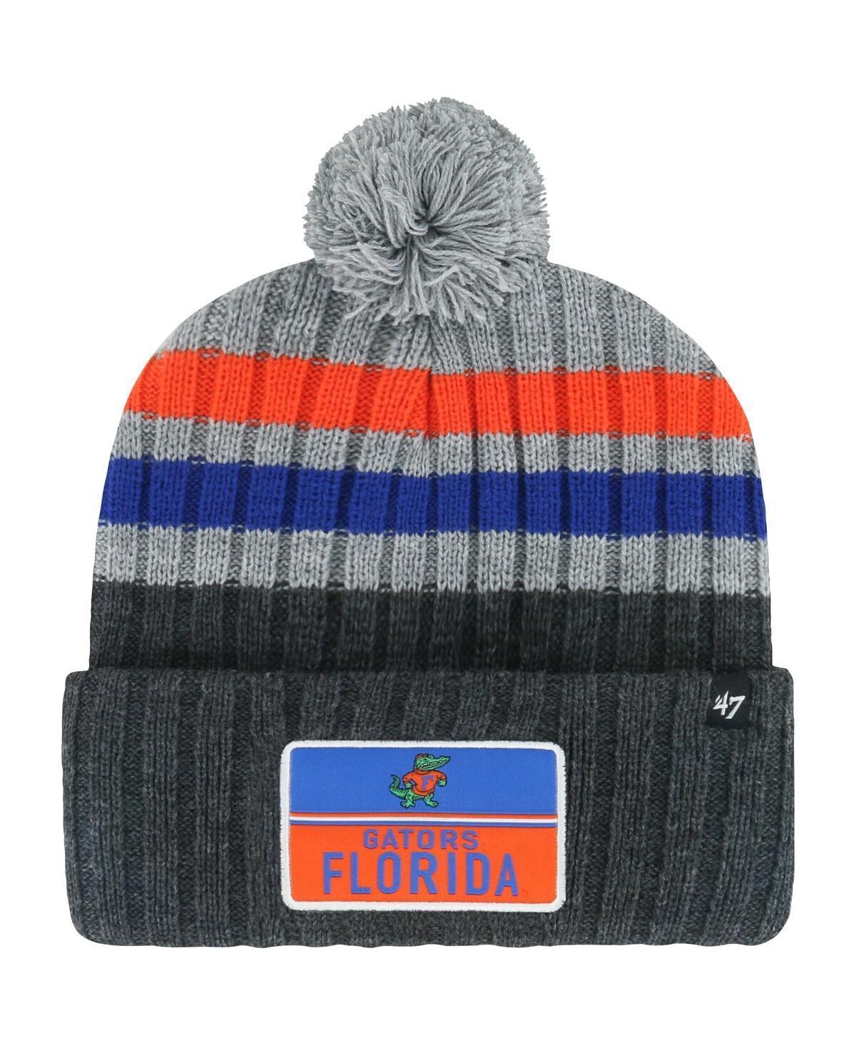 Mens 47 Charcoal Florida Gators StackStriped Cuffed Knit Hat with Pom Product Image