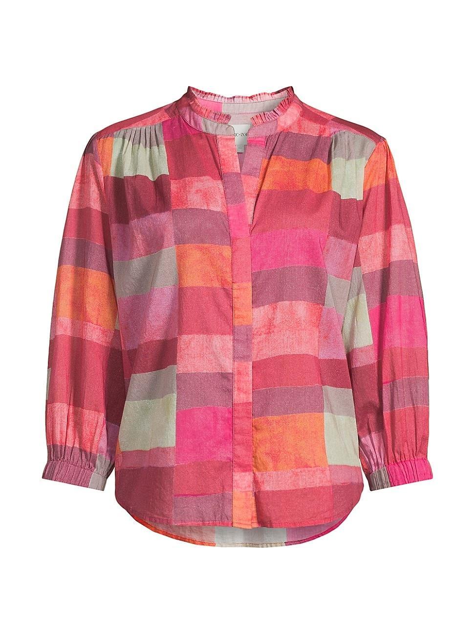 Womens Sunset Plaid Cotton Girlfriend Shirt Product Image