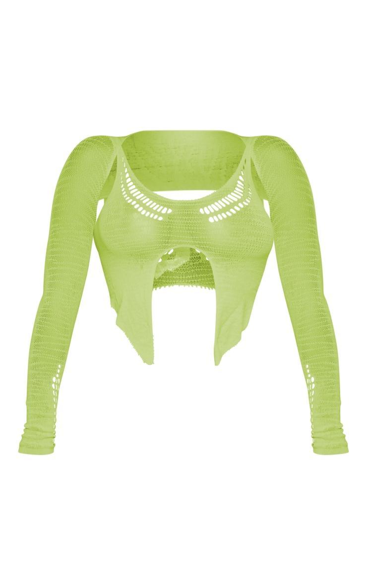 Shape Lime Sheer Knit Ladder Detail Top With Shrug Product Image