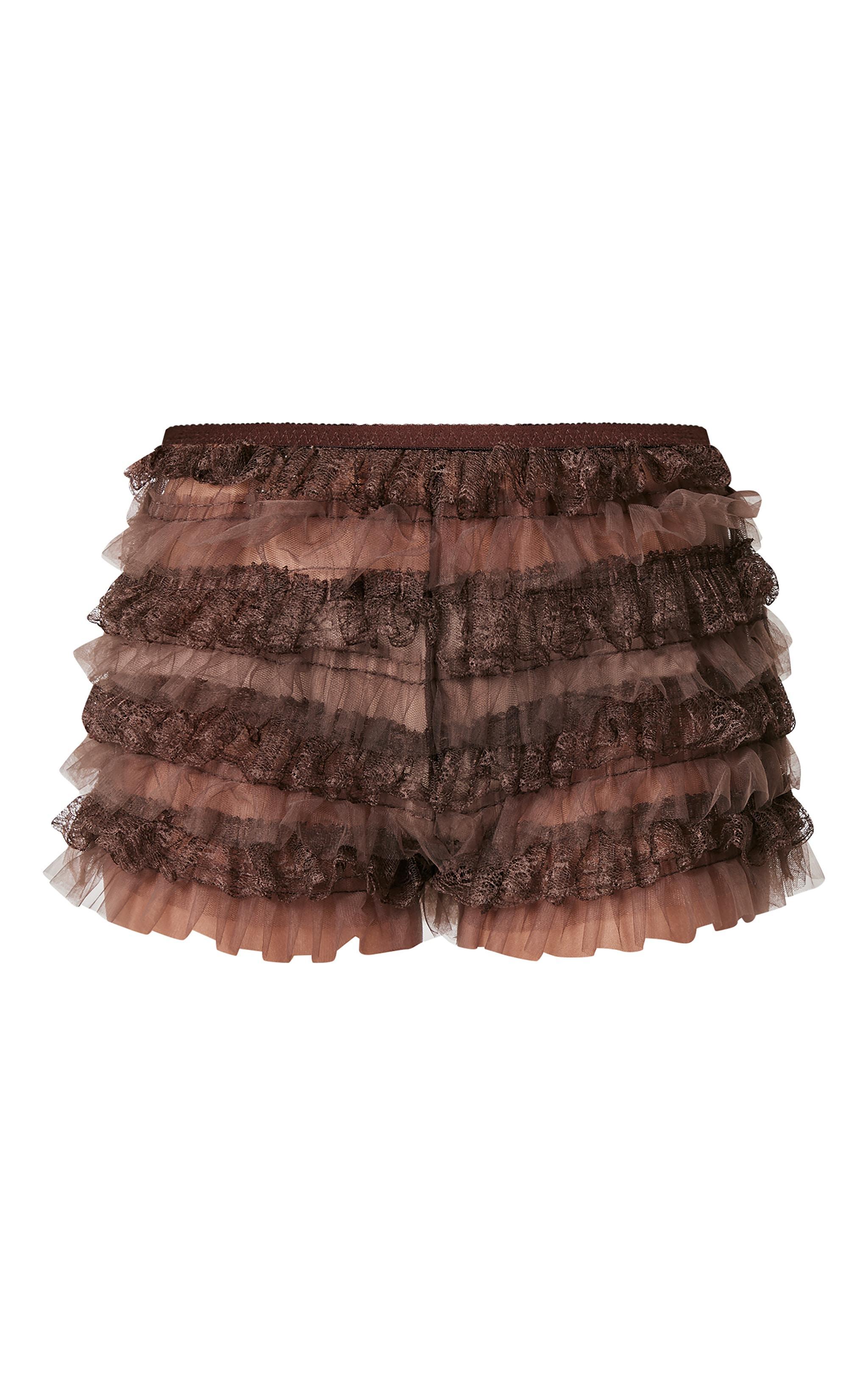 Chocolate Frill Mesh Bloomer Shorts Product Image