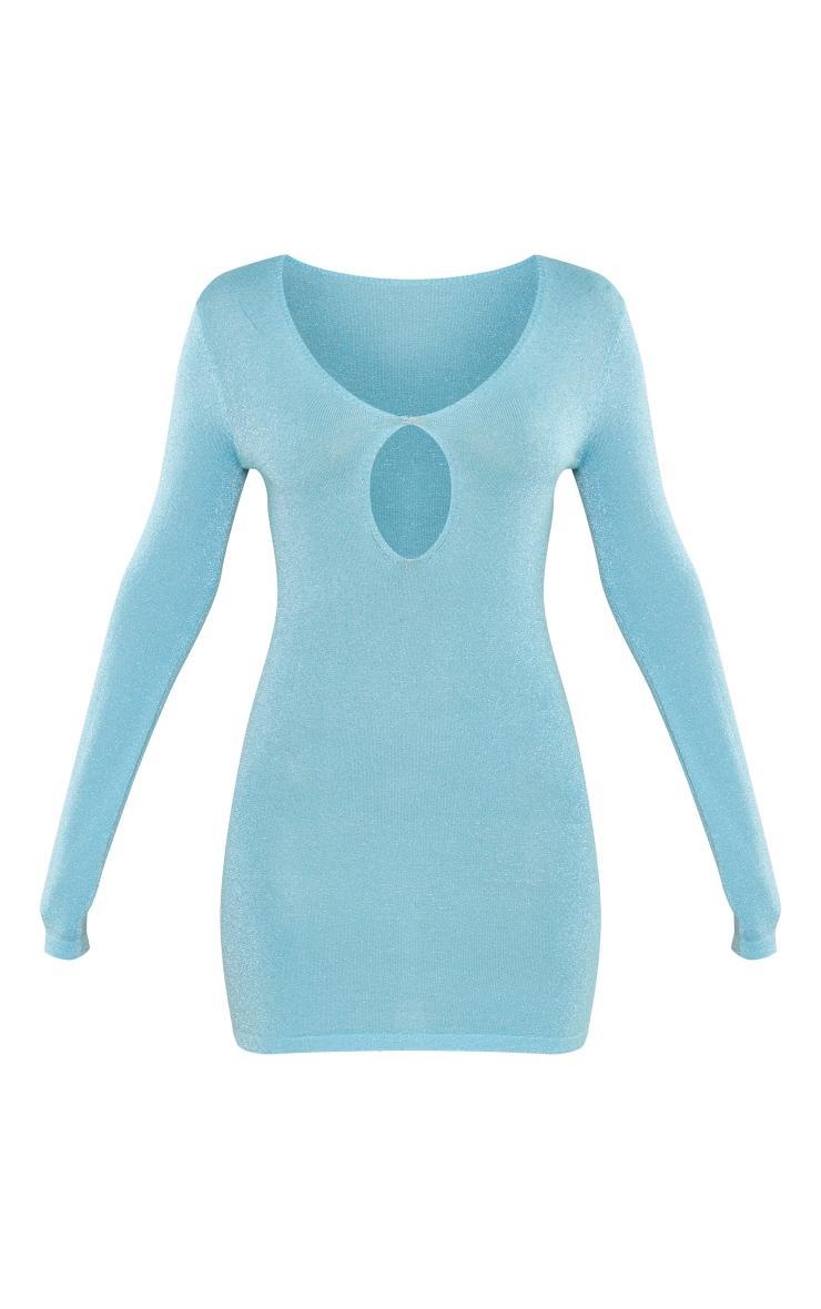 Aqua Glitter Knit Plunge Cut Out Dress Product Image