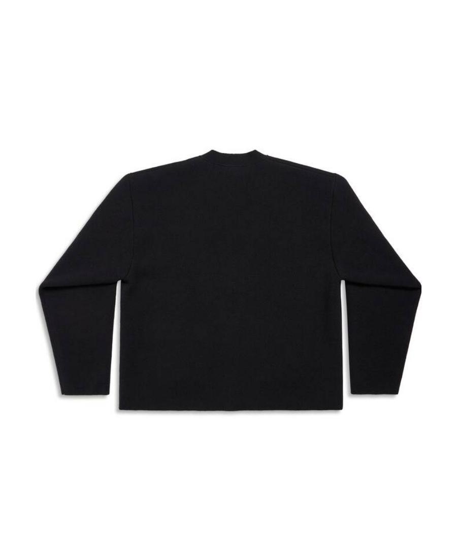 BALENCIAGA Logo-patch Virgin Wool Cardigan In Black Product Image