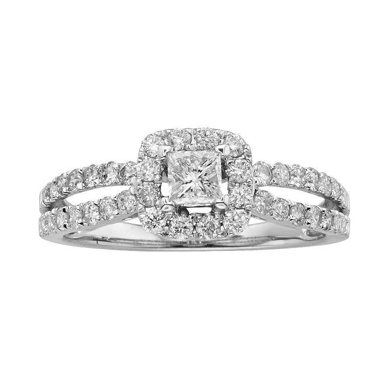 The Regal Collection Princess-Cut IGL Certified Diamond Frame Engagement Ring in 14k White Gold (1 ct. T.W.), Womens Product Image