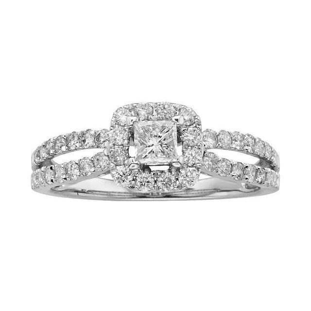 The Regal Collection Princess-Cut IGL Certified Diamond Frame Engagement Ring in 14k White Gold (1 ct. T.W.), Womens Product Image