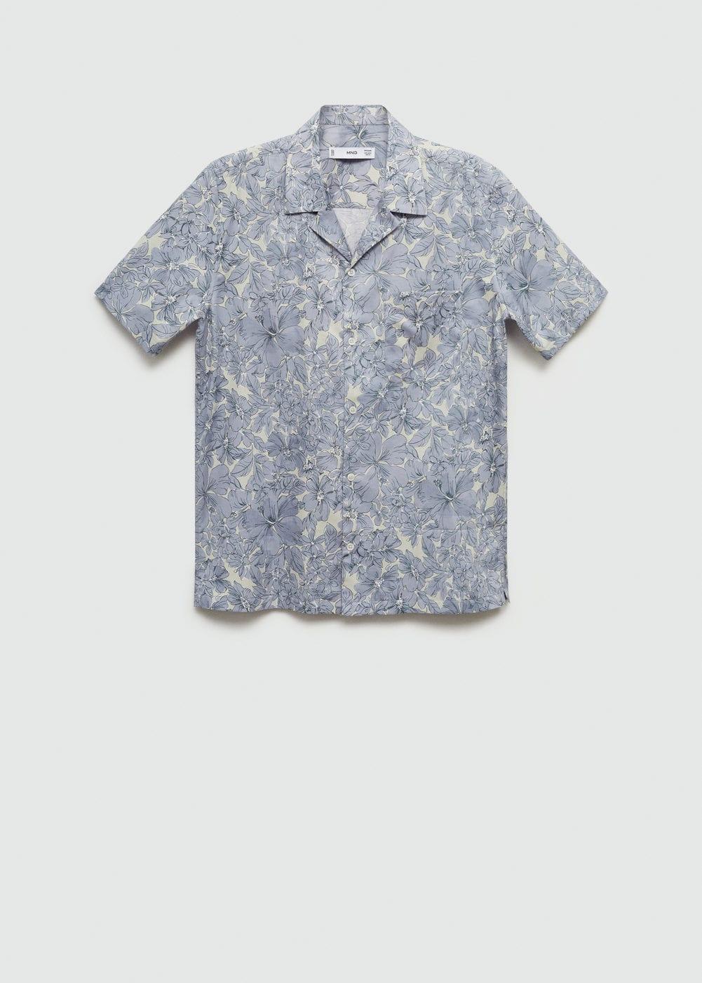 Mango Mens Cotton Floral-Print Shirt - Light Product Image