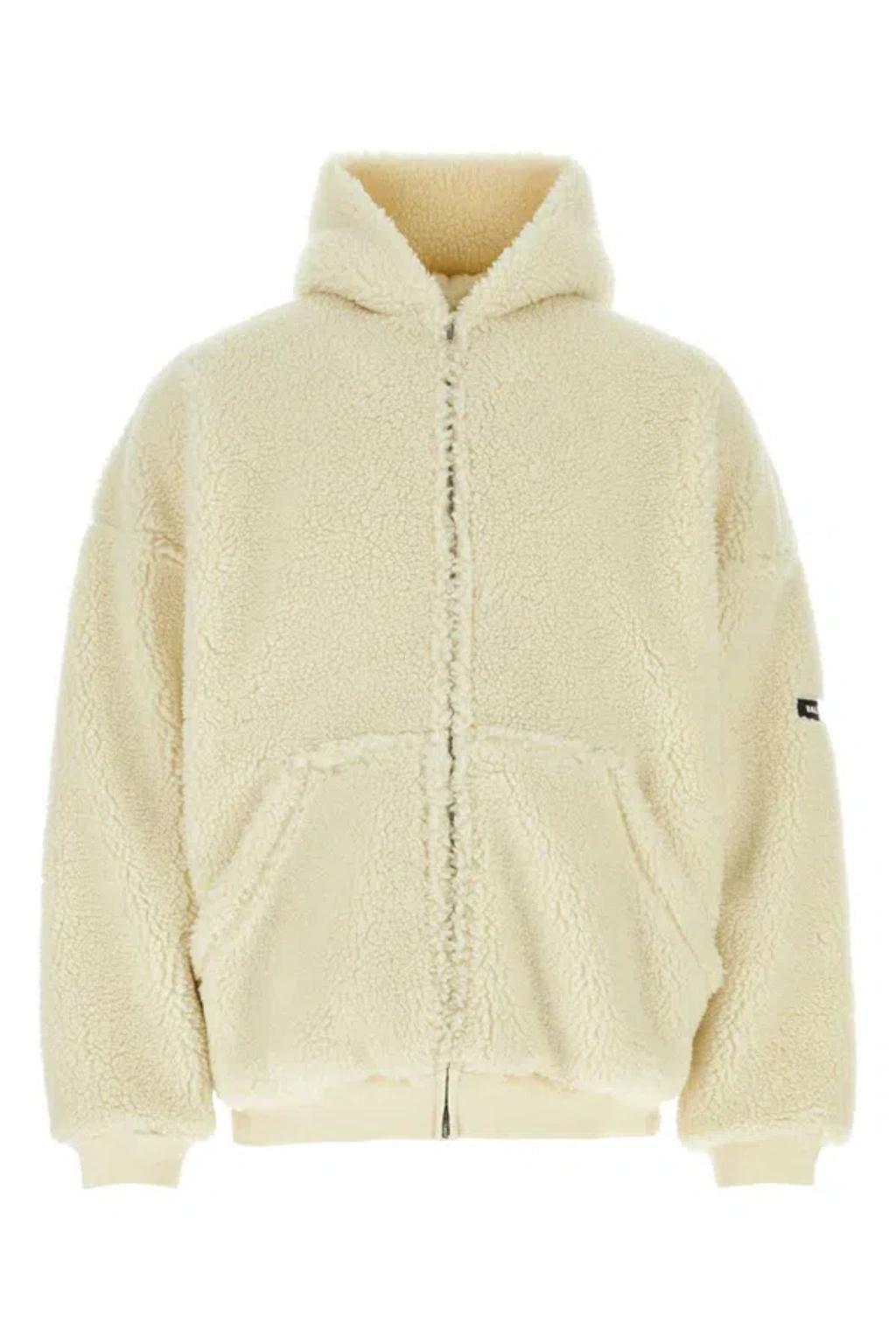 BALENCIAGA Fake Shearling Zipped Hoodie In White product image