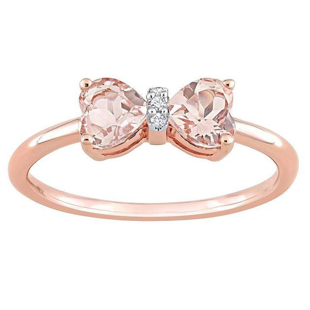 Stella Grace 10k Rose Gold Morganite & Diamond Accent Bow Ring, Womens 10k Rsgold Product Image