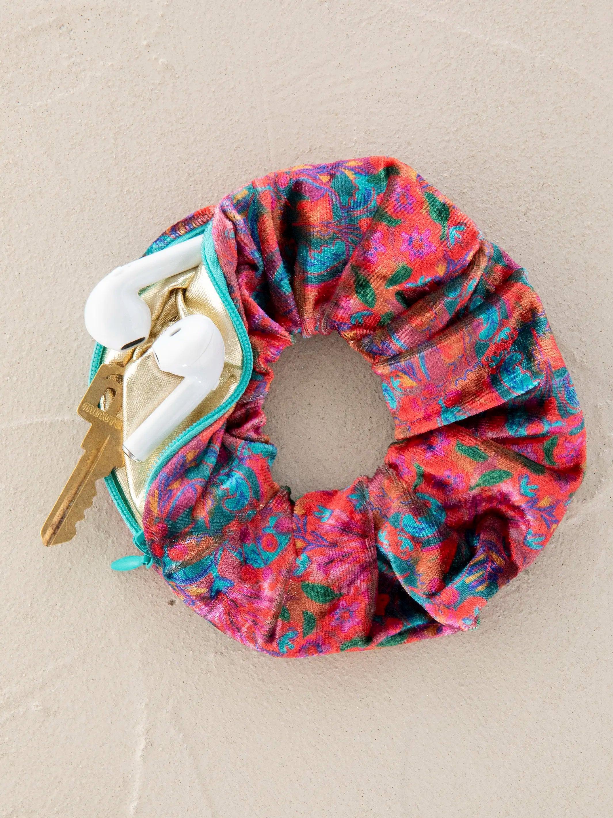 Hideaway Scrunchie - Pink Red Folk Floral Product Image