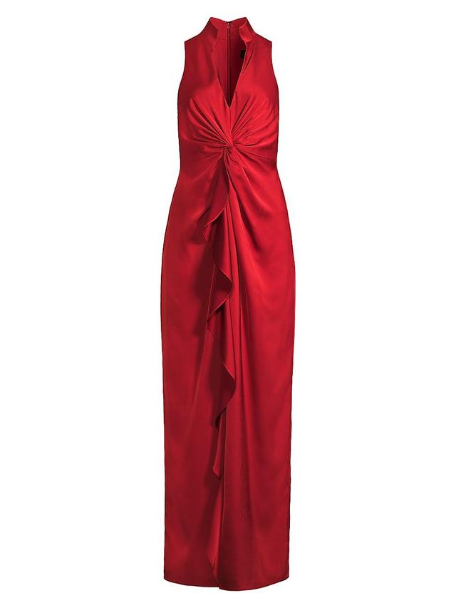 Womens Ruffle Satin Column Gown Product Image