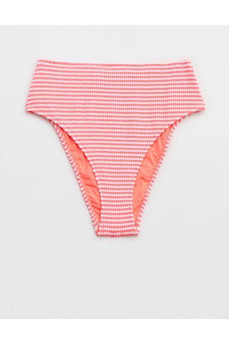 Aerie Crinkle Stripe High Cut Cheeky Bikini Bottom Women's Product Image