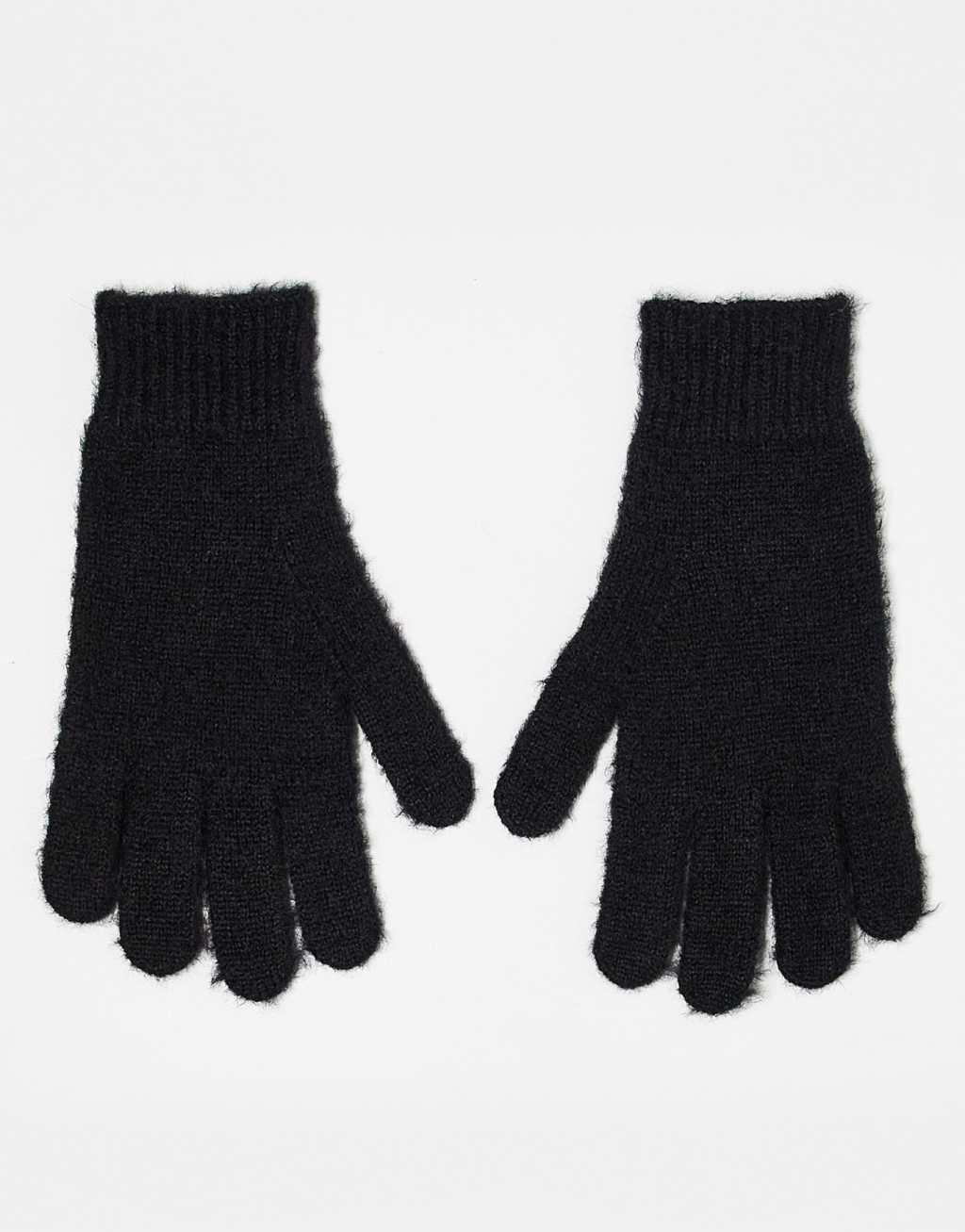 Monki gloves with rhinestone heart in black Product Image