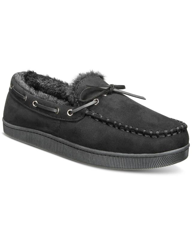 Club Room Mens Faux-Suede Moccasin Slippers with Faux-Fur Lining, Created for Macys Product Image