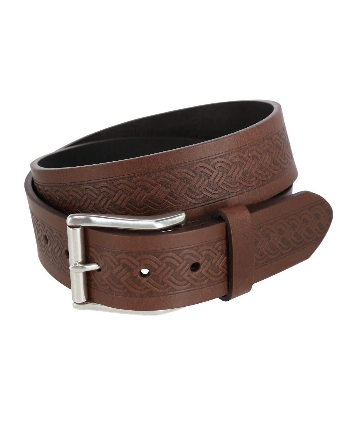 Trafalgar Mens Grady 40mm Celtic Scroll Embossed Leather Jean Belt Product Image