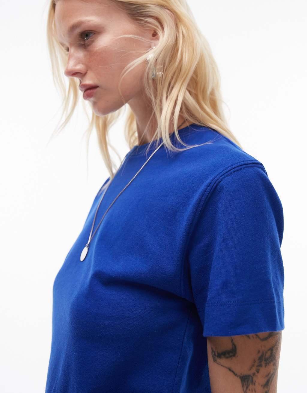 Topshop shrunken tee in cobalt Product Image