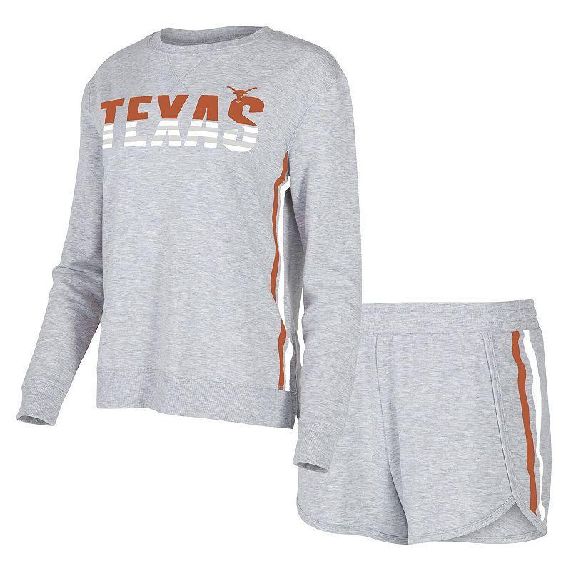 Womens Concepts Sport Gray Texas Longhorns Cedar Tri-Blend Long Sleeve T-Shirt & Shorts Sleep Set Product Image