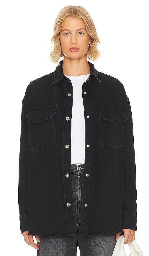 AGOLDE Camryn Upsized Denim Shirt Black. (also in XL). Product Image