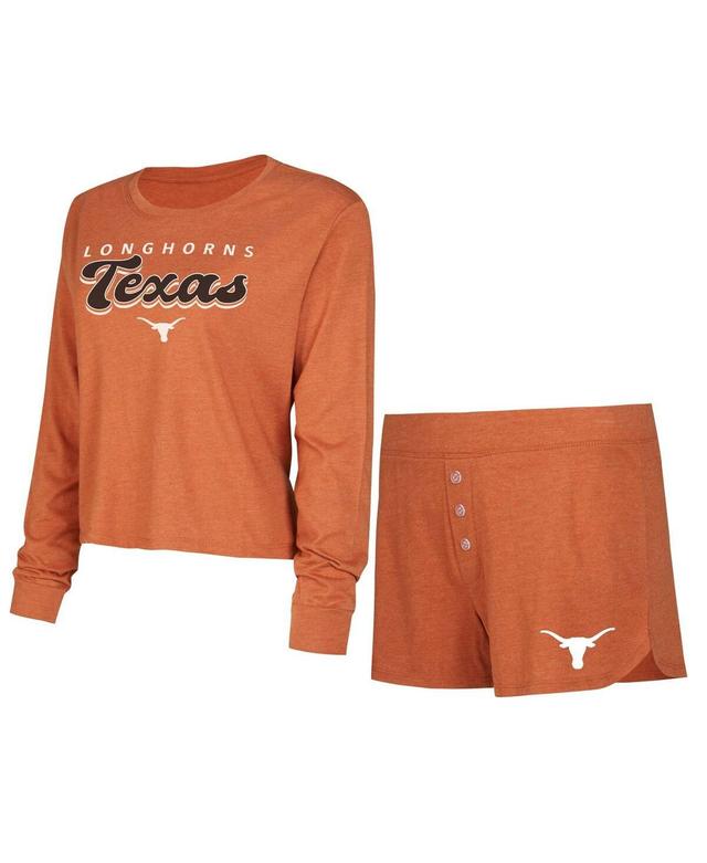 Womens Concepts Sport Burnt Orange Texas Longhorns Team Color Long Sleeve T-shirt and Shorts Set Product Image