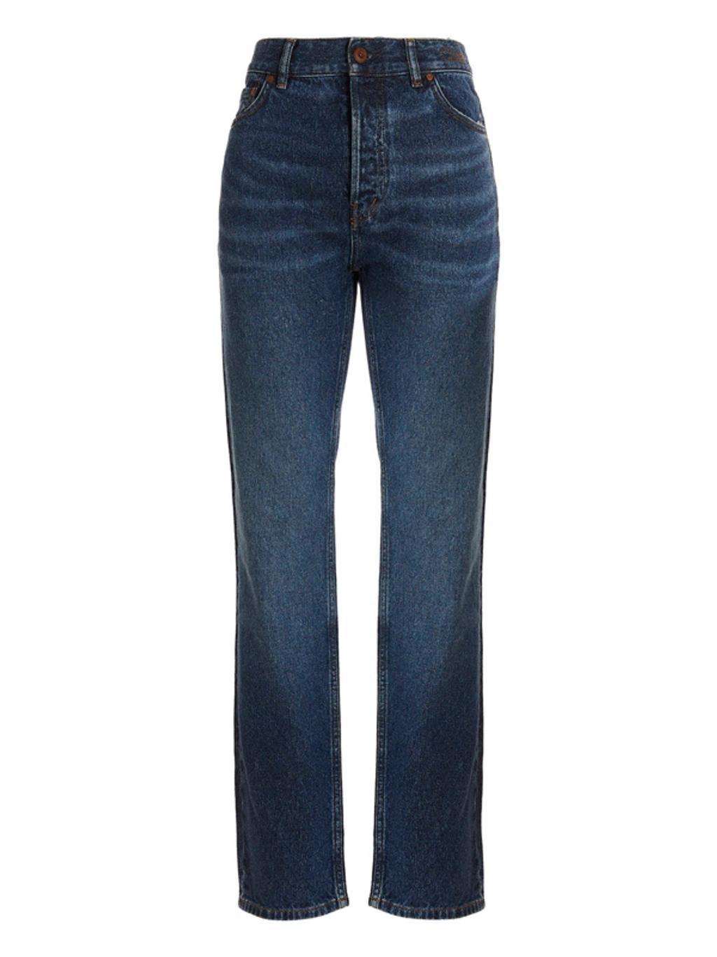 CHLOÉ Embroidered Logo Jeans In Blue Product Image