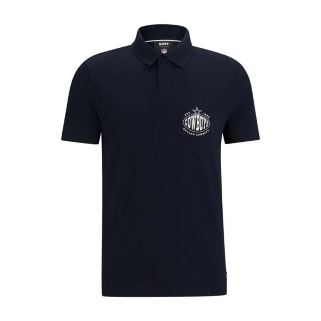 HUGO BOSS X Nfl Cotton-piqu Polo Shirt With Collaborative Branding In Blue Product Image