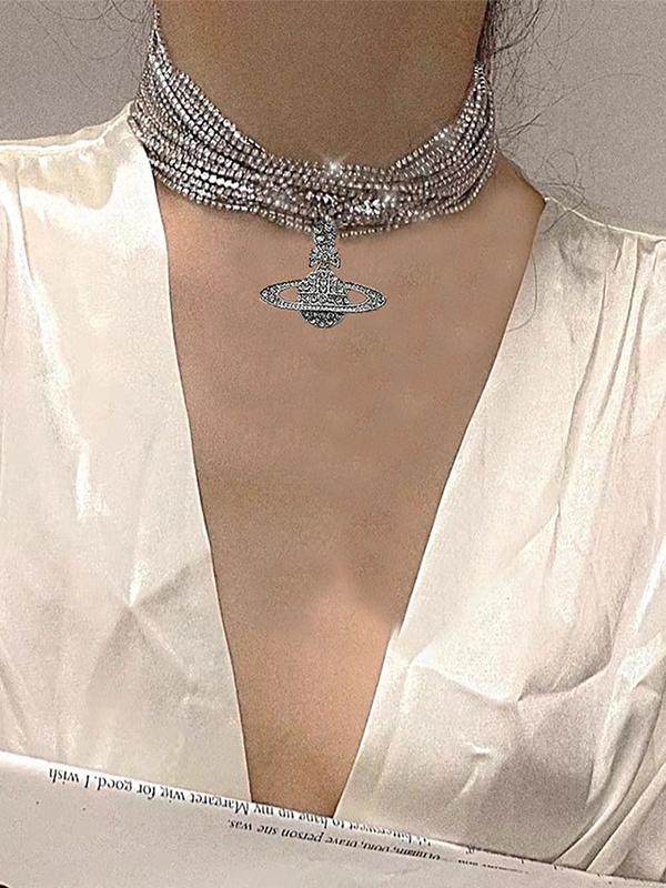 Chains Geometric Rhine Stones Shiny Necklaces Accessories Product Image