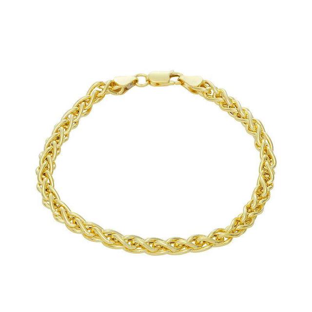 Giorgio di Vicenza Sterling Silver Mens Italian Wheat Chain Bracelet Gold Tone Product Image