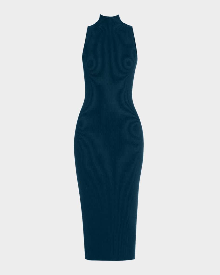 Rib-Knit Cashmere Fitted Dress Product Image